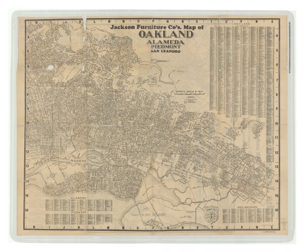 Jackson Furniture Co’s. map of Oakland, Alameda, Piedmont, San Leandro