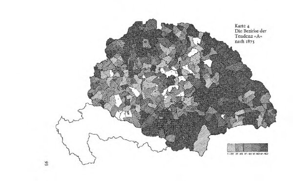 Die Bezirke der Tendenz "A" nach 1875