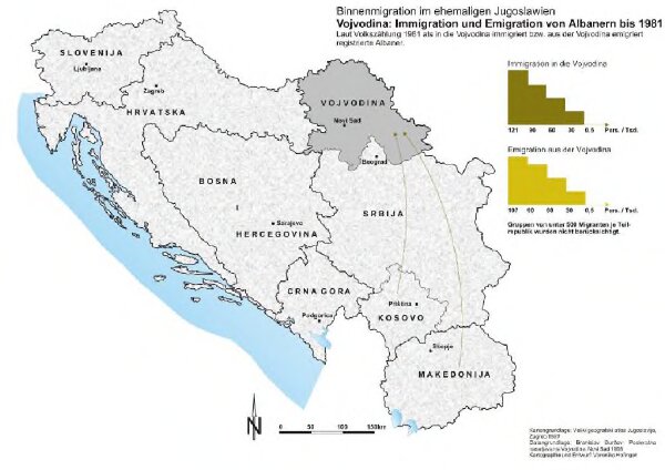 Vojvodina: Immigration und Emigration von Albanern bis 1981