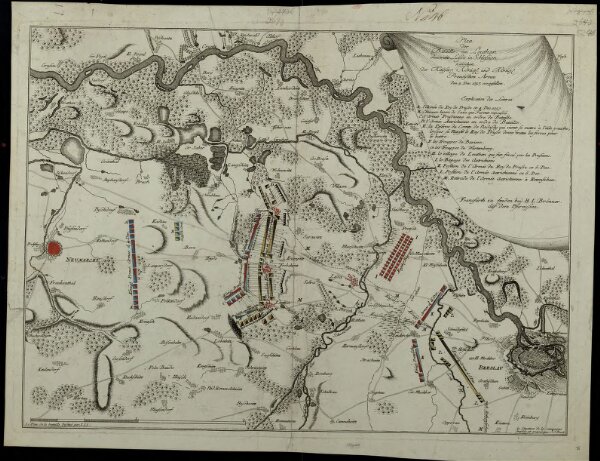 Plan der Bataille von Leuthen ohnweit Lissa in Schlesien zwischen der Kayserl. Königl. und Königl. Preusischen Armee den 5. Dec. 1757 vorgefallen