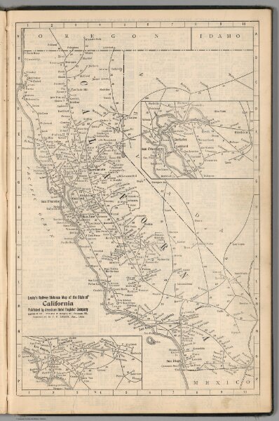 Railway Distance Map of the State of California