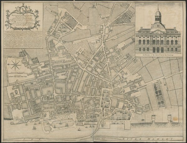 To the Worshipful John Tarleton Esqr. Mayor, Owen Brereton Esq.r Recorder, Jonathan Blundell and Edward Parr Baillifss, the Aldermen and the rest of the Common Council of Liverpool and the Merchants and Tradesmen thereof. This PLAN of LIVERPOOL