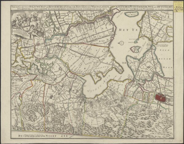 Nieuwe kaart van 't baljuwschap van Kennemerland met de bannen van Westsaanen, Assendelft, Heemskerk, Wyk aan Duyn, Velsen, Spaarwoude &c