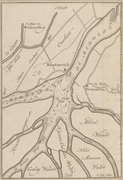 [Map of the Merwede near Hardinxveld]