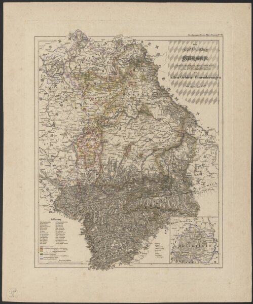 [Atlas zur Geschichte von Bayern] : VII. Das Königreich Bayern nach seinen gegenwärtigen Bestandtheilen mit allen Gebiets-Veränderungen von 1801 bis 1816