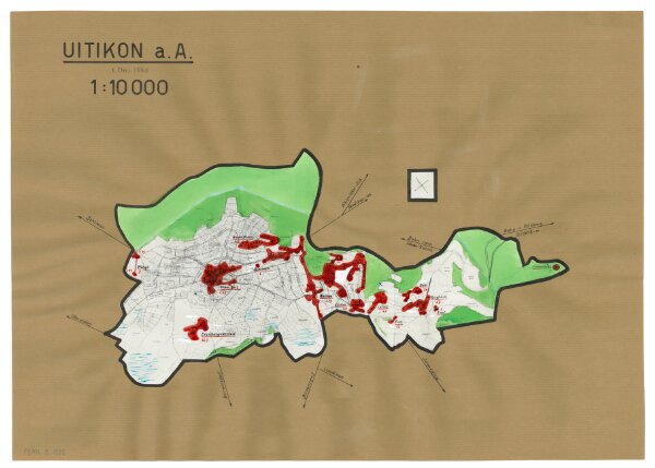 Uitikon: Definition der Siedlungen für die eidgenössische Volkszählung am 01.12.1950; Siedlungskarte