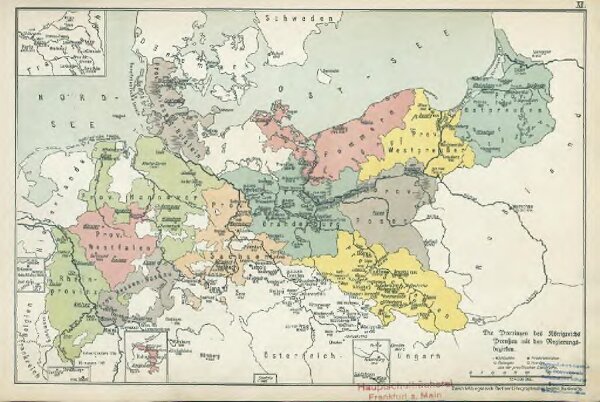 XI. Die Provinzen des Königreichs Preußen mit den Regierungsbezirken