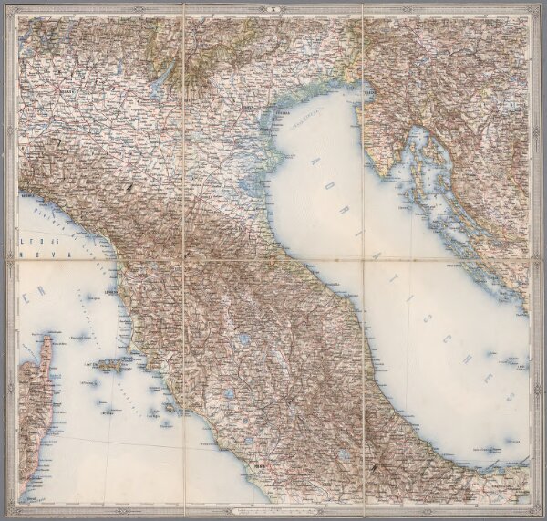 X, uit: General-Karte von Mittel-Europa in 12 Blättern, im Masse 1:1.200.000 / entworfen, bearb. und hrsg. von Josef Schlacher