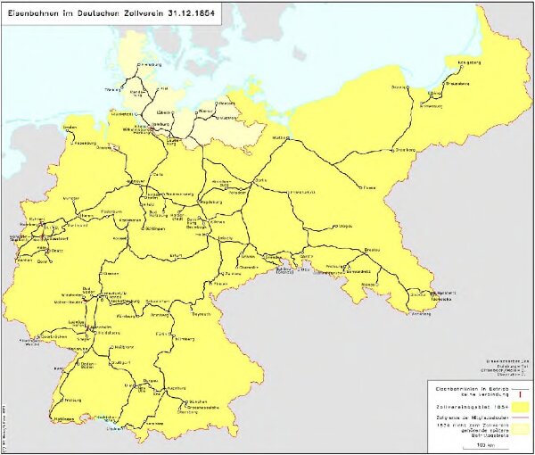 Eisenbahnen im Deutschen Zollverein 31.12.1854