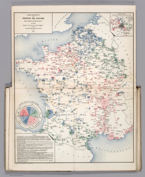 Carte Figurative des Recettes des Stations des Chemins de Fer Francais en 1883.