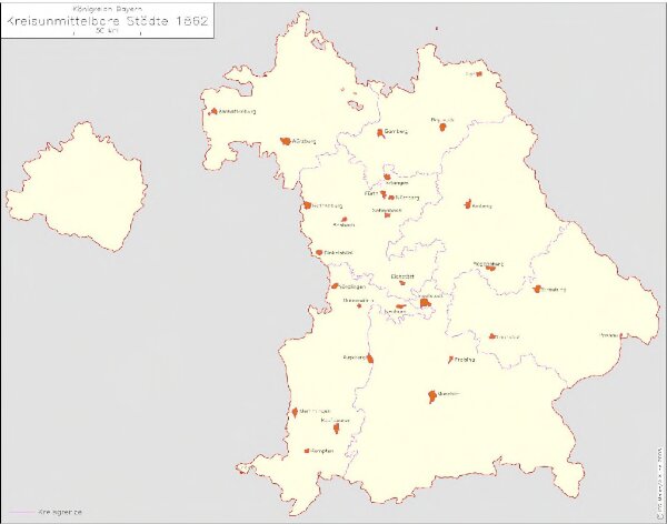 Königreich Bayern Kreisunmittelbare Städte 1862
