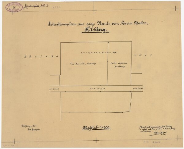 Kilchberg: Projektierter Bau von Herrn Boller; Situationsplan