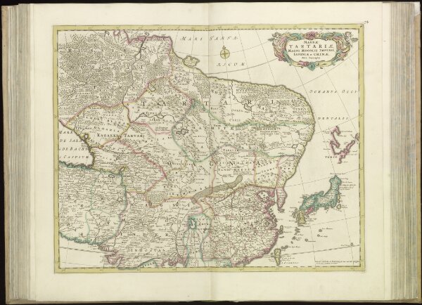 [74][74] Magnae Tartariae, Magni Mogolis Imperii, Iaponiae et Chinae, nova descriptio, uit: Atlas sive Descriptio terrarum orbis