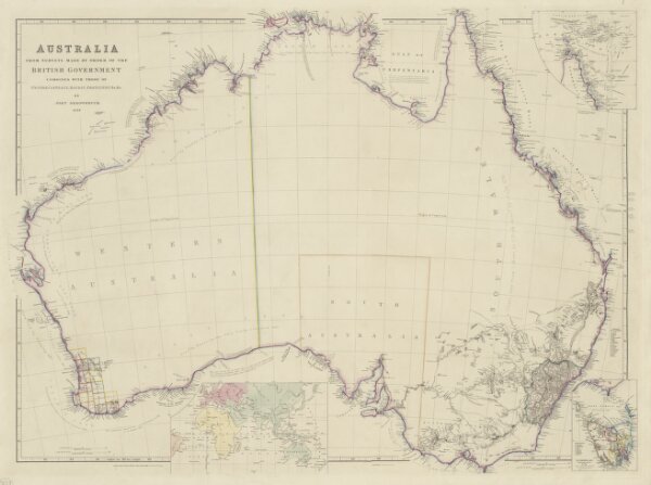Australia from surveys made by order of the British Government combined with those of d'Entrecasteaux, Baudin, Freycinet &c.&c