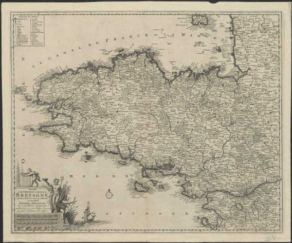 Duché et gouvernement general de Bretagne, divisé en Haut et Bas, et subdivisé en ses neuf eveches ou receptes