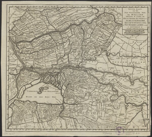 Nieuwe kaart van het Zuid Oostelykste deel van Holland, behelzende de landen van Heusden, Altena, de Alblasserwaard, Krimpenerwaard, de Vyf Heeren Landen, enz. enz.