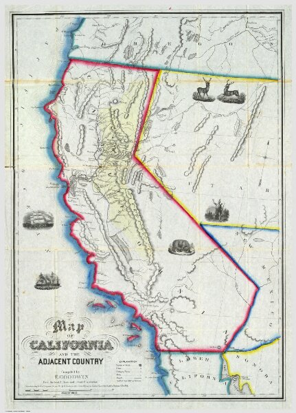 Map Of California And The Adjacent Country.