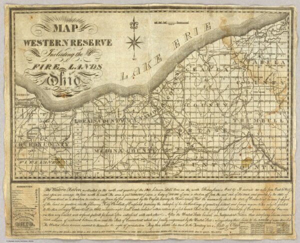 Map Of The Western Reserve Including the Fire Lands In Ohio.
