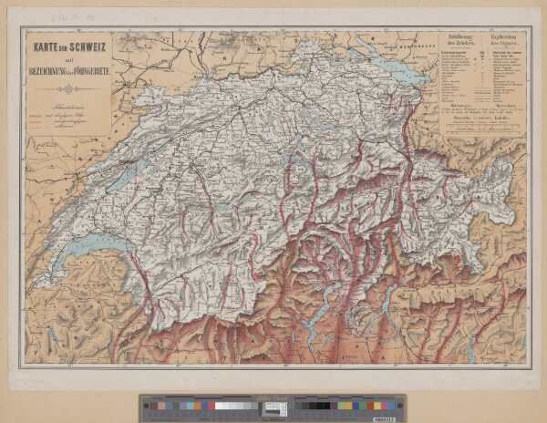 Karte der Schweiz mit Bezeichnung der Föhngebiete