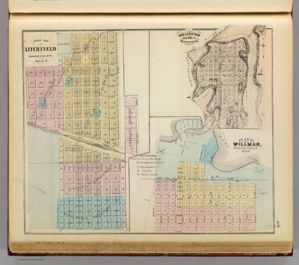 Map of Litchfield; Plan of Willmar; Brainerd, Minnesota.