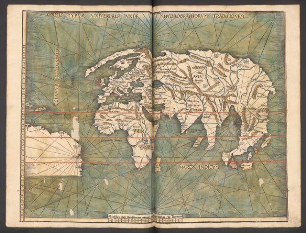 Orbis Typus Universalis Iuxta Hydrographorum Traditionem [Karte], in: Claudii Ptolemei viri Alexandrini mathematice discipline philosophi doctissimi geographie opus [...], S. 230.