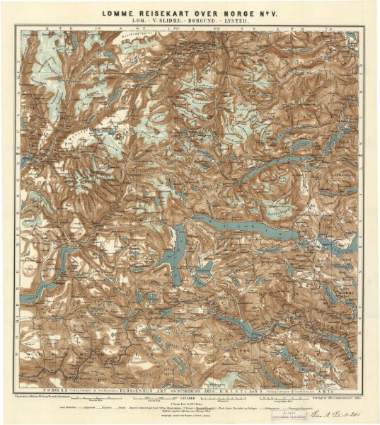 Norge 197e: Reisekarter over Dele av Norge. Lom-v. Slidre-Borgund-Lyster.