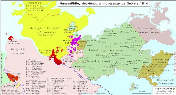 Hansestädte, Mecklenburg und angrenzende Gebiete 1814