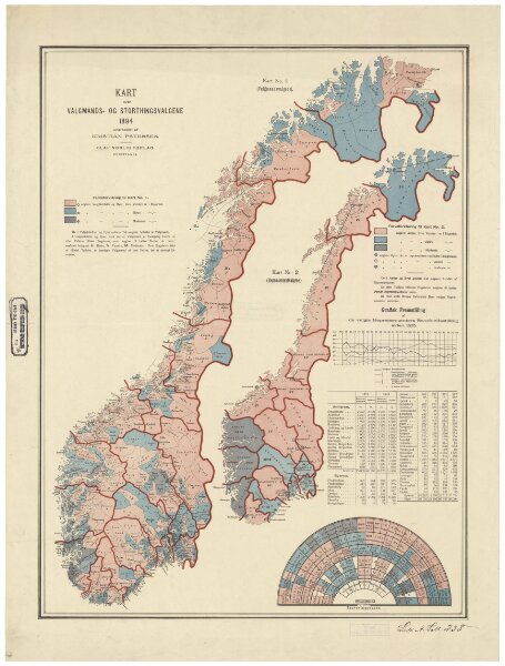 Spesielle kart 72b: Kart over Valgmands- og Stortingsvalgene