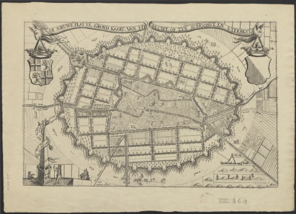 De nieuwe platte grond kaart van Uit-recht op zyn schoonst en sterrkst, anno 1670