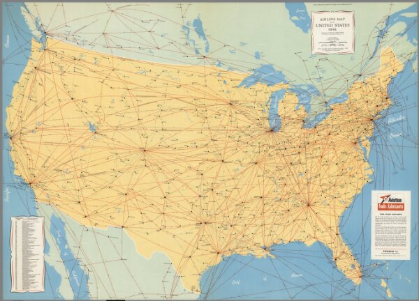 Airline Map of the United States 1961.