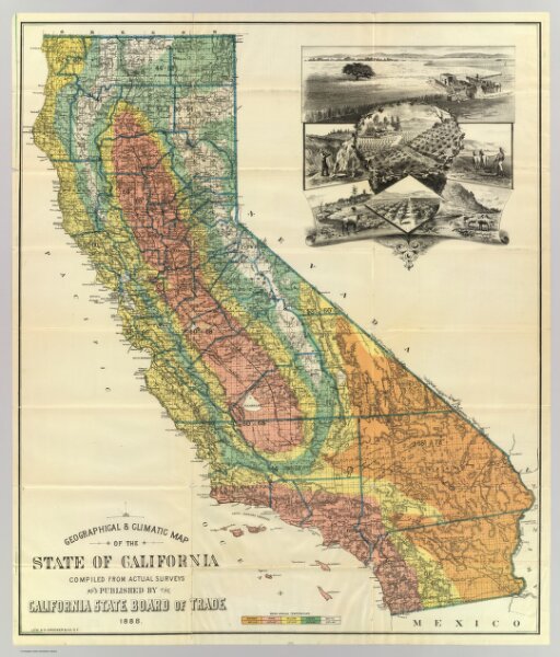 Geographical climatic map California.