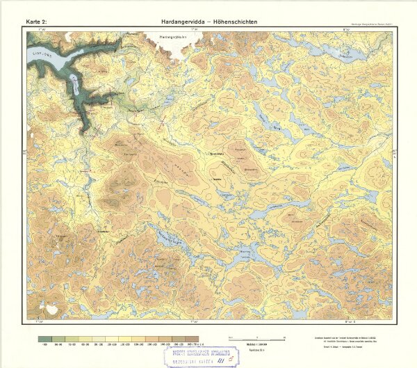 Geologisk kart 111a: Hardangervidda - Höhenschichten