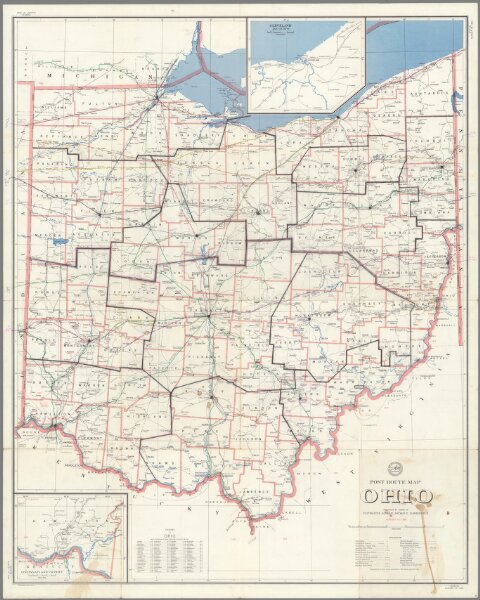 Post Route Map of the State of Ohio Showing Post Offices ... August 15, 1960.