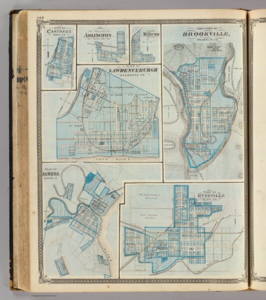 Plan of Lawrenceburgh, Dearborn Co. (with) Brookville, Aurora, Rushville, Carthage, Arlington, Milroy.