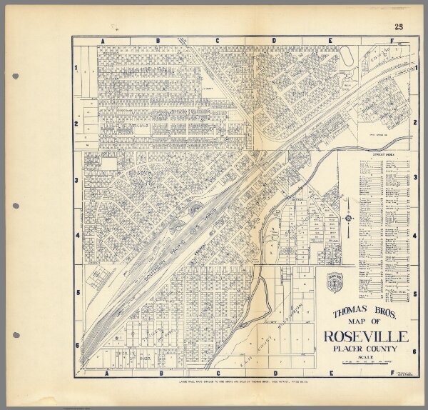 Thomas Bros. Map of Roseville, Placer County, California.