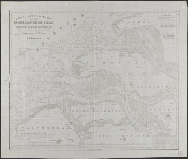 Hydrographische kaart van het Brouwershavensche Zeegat Roompot en Oosterschelde