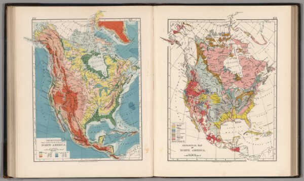 The Mountains, Table Lands, Plains & Valleys of North America.  Geological Map of North America.