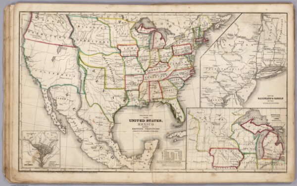 Political  Map Of The United States, Mexico and British provinces