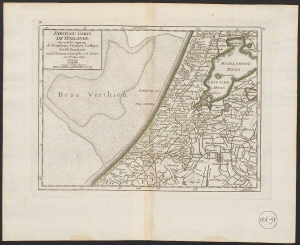 Partie du Comté de Hollande, où sont les environs de Haarlem, Leyden, la Haye, Delft, Gonda [!] &c.
