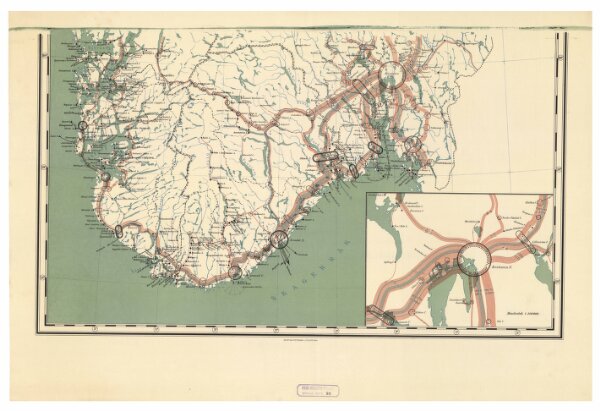 Spesielle kart 90-3: Rikstelegraf og telefonkart over det sydlige Norge
