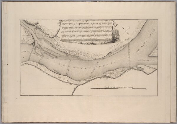 Kaart van het rivier-vak tusschen het Bylandsche Kanaal en de monden van Neder-Whaal en Pannerdensche Kanaal ... / J. Engelman ; D[anie]l Veelwaard sculpsit