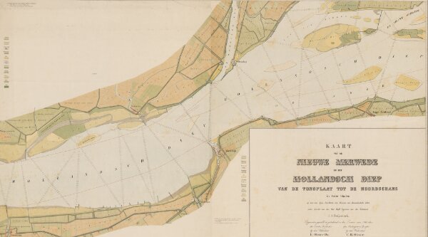 Kaart van de Nieuwe Merwede en het Hollandsch Diep van de Tongplaat tot de Noordschans in twee bladen