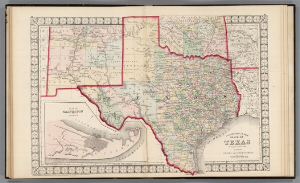 County Map of the State of Texas.  Plan of Galveston and Vicinity.