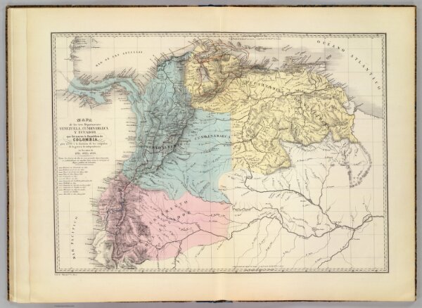 Mapa de Venezuela, Cundinamarca y Ecuador.
