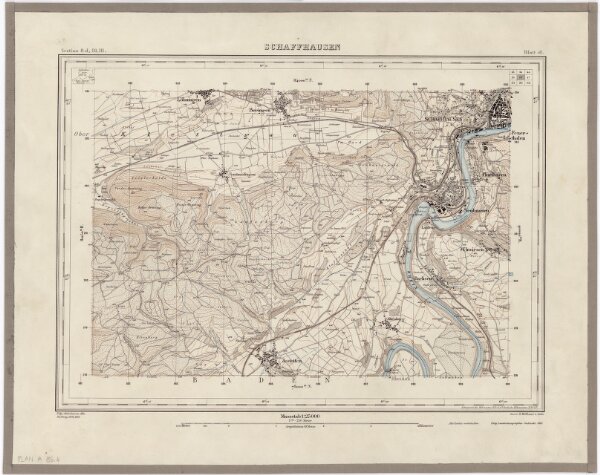 Topographischer Atlas der Schweiz (Siegfried-Karte): Den Kanton Zürich betreffende Blätter: Blatt 16: Schaffhausen (mit deutschem Gebiet)