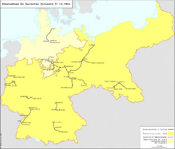 Eisenbahnen im Deutschen Zollverein 31.12.1844