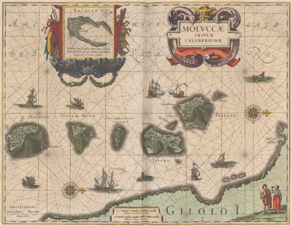 Moluccae Insulae Celeberrimae [Karte] Bachian I. [Nebenkarte], in: Novus Atlas, das ist, Weltbeschreibung, Bd. 2, S. 271.