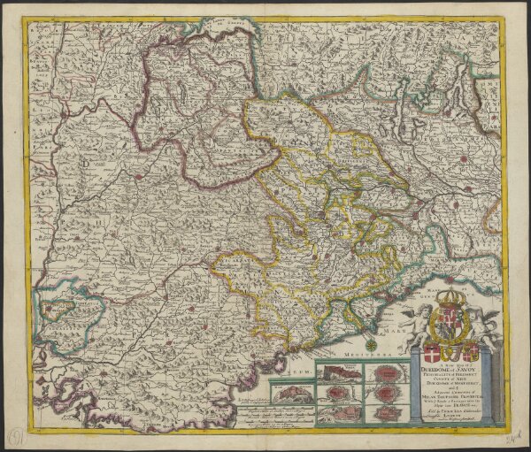 A new map of ye Dukedome of Savoy, Principality of Piedmont, county of Nice, Dukedome of Monferret, and ye adjacent countries of Milan, Dauphine Provence &c. with ye roads & passages over the Alpes into France &c.