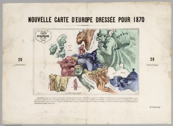Carte drolatique d'Europe pour 1870
