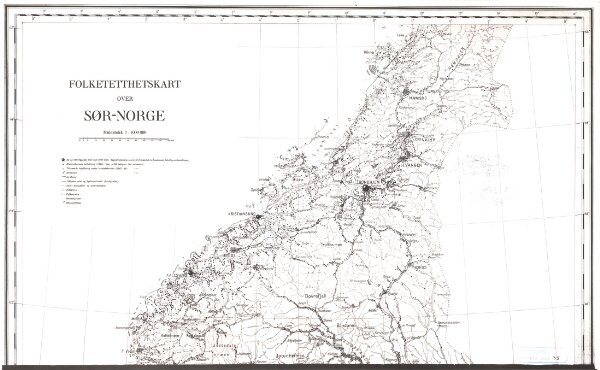 Folketetthetskart over Sør-Norge (nord)